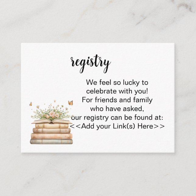 A New Chapter Begins Registry Invitation Insert Rådkort (Framsida)