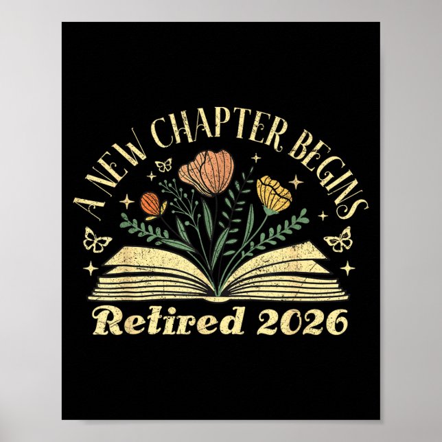 A New Chapter Begins Retired 2026 Funny Teacher Re Poster (Framsidan)