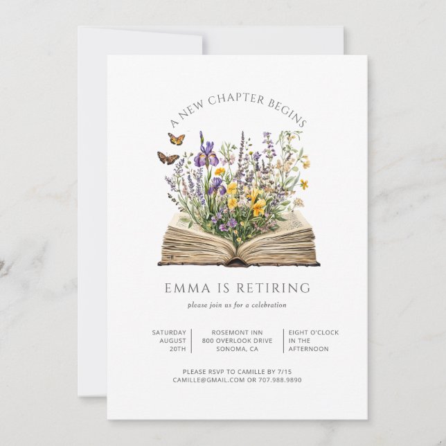 A New Chapter Begins Retirement Party Inbjudningar (Framsida)