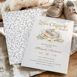 A New Chapter Begins Rustic Book Theme Baby Shower Inbjudningar