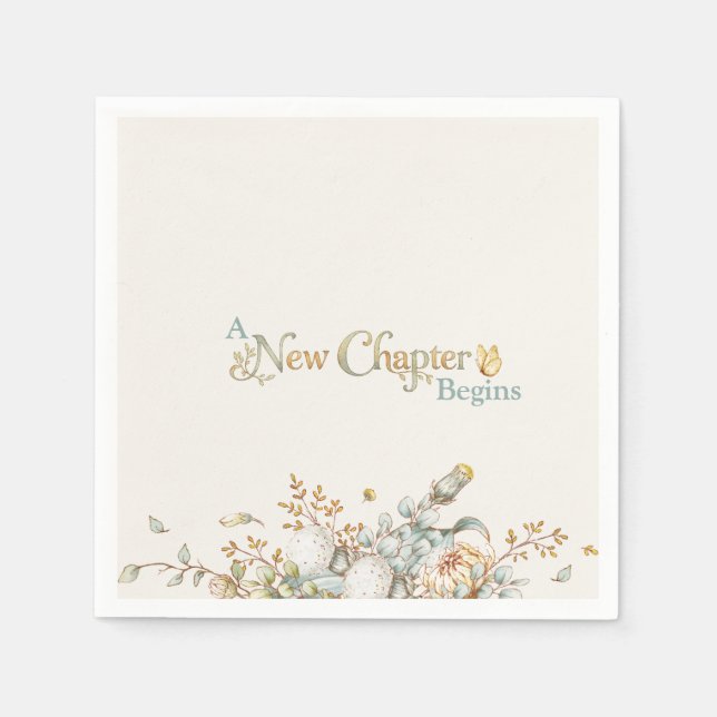 A New Chapter Begins Rustic Book Theme Baby Shower Pappersservett (Framsidan)