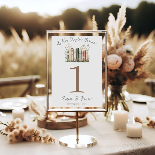 A New Chapter Begins! Wedding Table Number Signs (Skapare uppladdad)