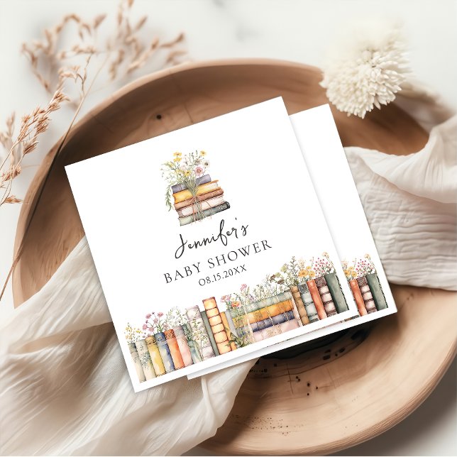 A New Chapter Begins Wildflower Book Baby Shower Pappersservett (Skapare uppladdad)