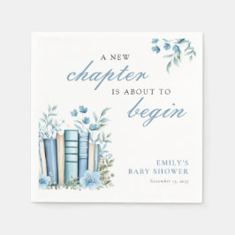 A New Chapter Blue Baby Shower Pappersservett