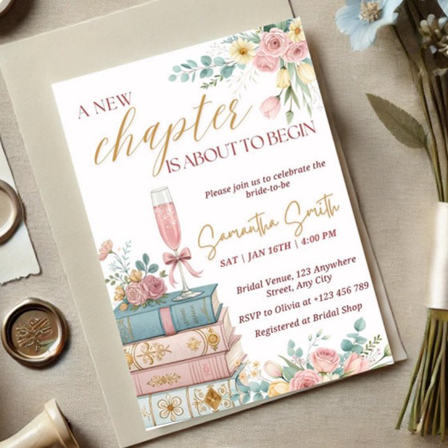 A New Chapter Bridal Shower Invitation Template Inbjudningar (Skapare uppladdad)
