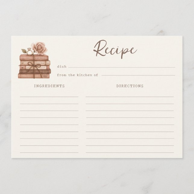 A New Chapter Bridal Shower Recipe Card (Framsida)