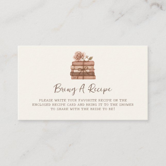 A New Chapter Bridal Shower Recipe Tilläggskort (Framsida)
