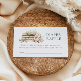 A New Chapter Floral Book Diaper Raffle Enclosure Visitkort