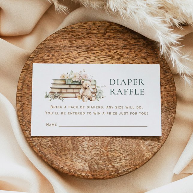 A New Chapter Floral Book Diaper Raffle Enclosure Visitkort (Skapare uppladdad)