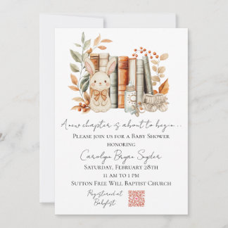 A New Chapter is about to begin baby shower invite Inbjudningar