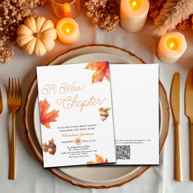 A New Chapter Maple Tree Leaves Bridal Shower  Inbjudningar (Skapare uppladdad)