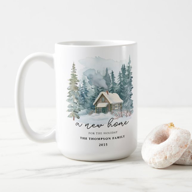 A New Home Calligraphy Holiday Moving Keepsake Kaffemugg (Med munk)