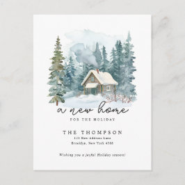 A New Home Winter Handwriting Calligraphy Moving Helg Vykort