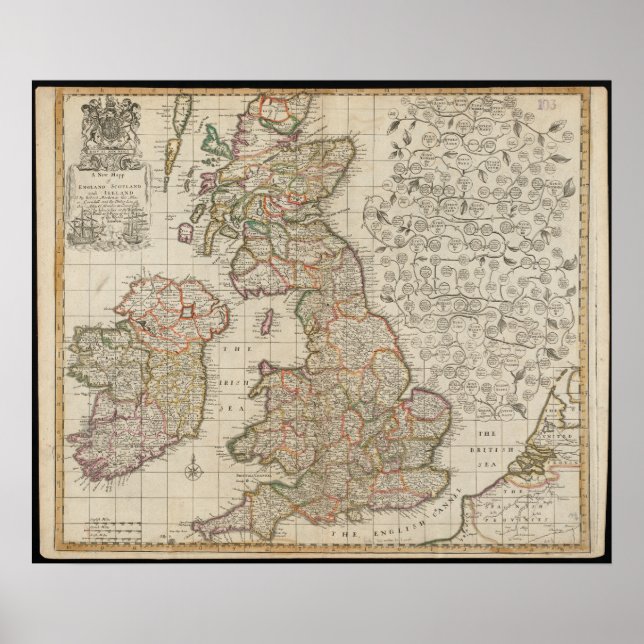 A new Karta of England Scotland and Ireland Poster (Framsidan)