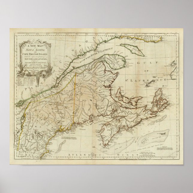A New Karta of Nova Scotia och Cape Breton Island Poster (Framsidan)