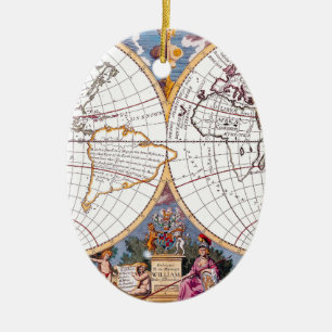 A New Karta of the Terraquous Globe Oval Ornament