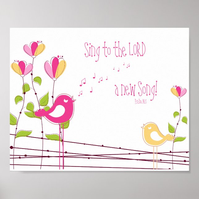 A New Sång Psalm 96:1 Nursery Wall Art Poster (Framsidan)