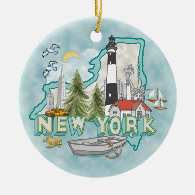 A New York-fyr Julgransprydnad Keramik (Framsidan)