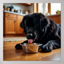 A Newfoundland Hund Enjoying Hans Meal Poster