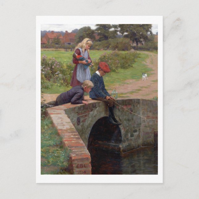 A Nibble, 1914 (olja på panelen) Vykort (Framsida)