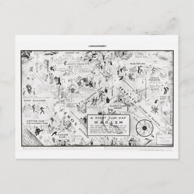 A night-klubb karta of Harlem, 1933 Vykort (Framsida)