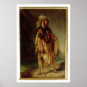A North American Indian in an Extensive Landscape, Poster