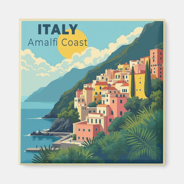 A Nostalgic Classic Travel Poster – Amalfi Coast Magnet (Framsidan)