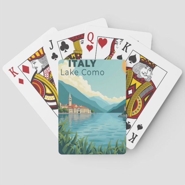 A Nostalgic Classic Travel Poster – Italy Lake Com Casinokort (Baksidan)