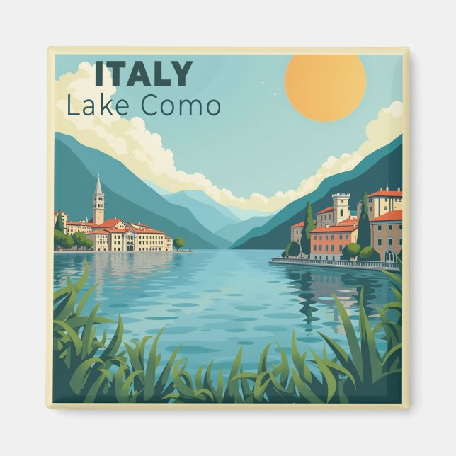 A Nostalgic Classic Travel Poster – Italy Lake Com Magnet (Framsidan)
