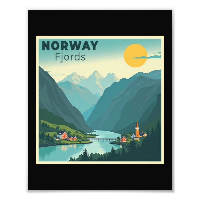 A nostalgic Classic Travel Poster - Norge Fjords (Framsidan)