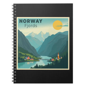 A nostalgic Classic Travel Poster - Norge Fjords Anteckningsbok