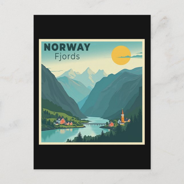 A nostalgic Classic Travel Poster - Norge Fjords Helg Vykort (Framsida)