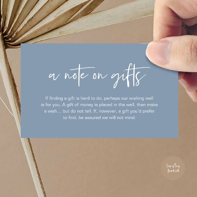 A note on gifts, Honeymoon Wish Fund Cash Tilläggskort (A note on gifts, Honeymoon Wish Fund Cash Enclosure Card in Dusty Blue)