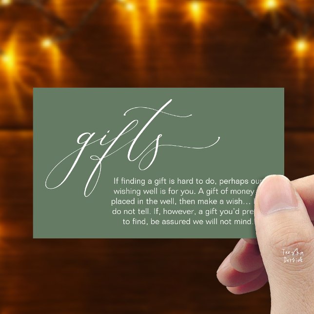 A Note On Gifts, Honeymoon Wish Wishing Well, Fund Tilläggskort (Honeymoon Fund Wishing Well, Wish, A Note On Gifts Enclosure Card in Sage Green)