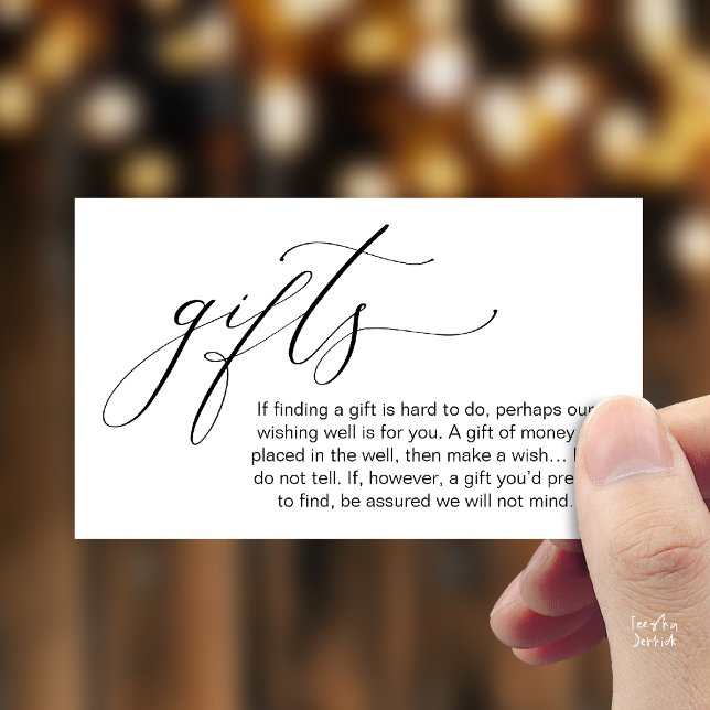 A Note On Gifts, Honeymoon Wish Wishing Well, Fund Tilläggskort (Honeymoon Fund Wishing Well, Wish, A Note On Gifts Enclosure Card in Black White)