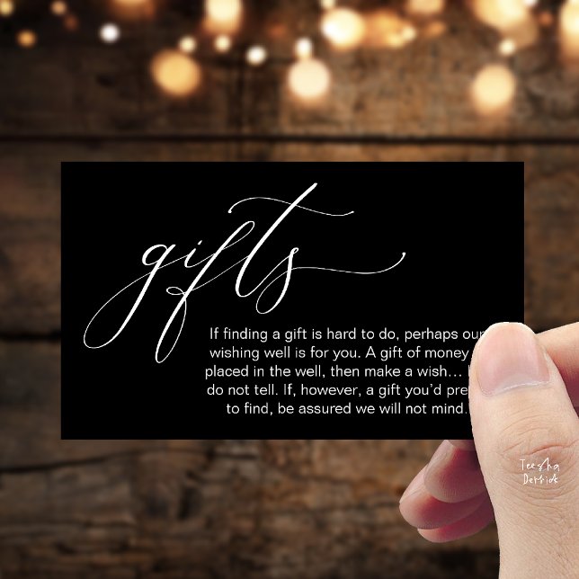 A Note On Gifts, Honeymoon Wish Wishing Well, Fund Tilläggskort (Honeymoon Fund Wishing Well, Wish, A Note On Gifts Enclosure Card in White Black)