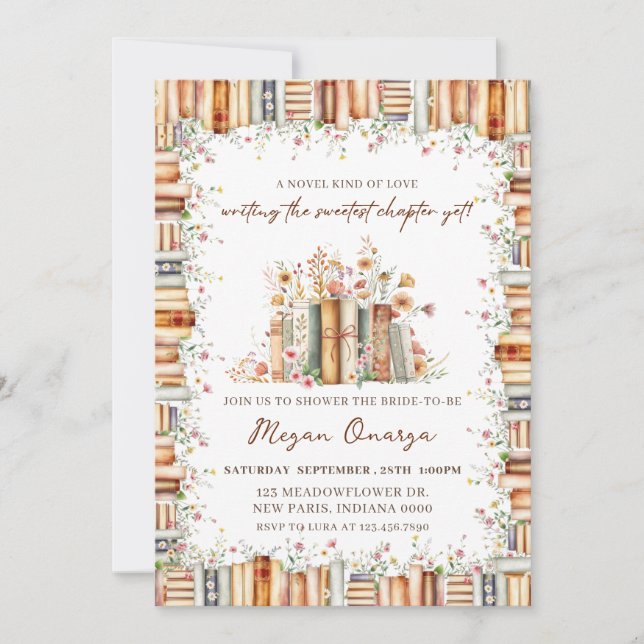 A Novel Kind of Love Book Theme Bridal Shower   Inbjudningar (Framsida)
