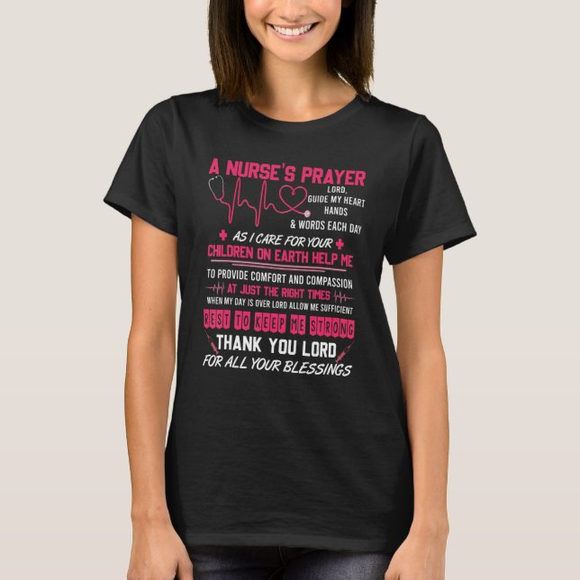 A Nurse's Prayer T Shirt, Cool Nurse T Shirt (Framsida)