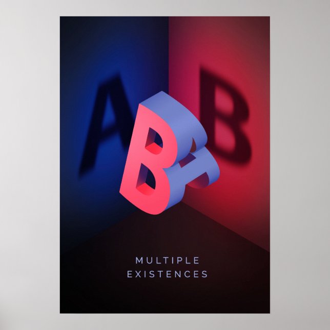 A- och B 3d-illusionseffekt Poster (Framsidan)