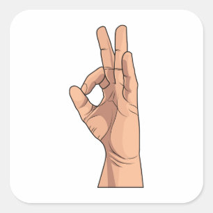 A OK ~ Hand Sign and Gestures a-ok Fyrkantigt Klistermärke
