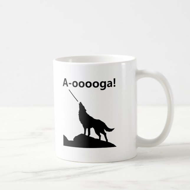 "A-OOOOOOGA!" Rolig Vargmugg Kaffemugg (Höger)