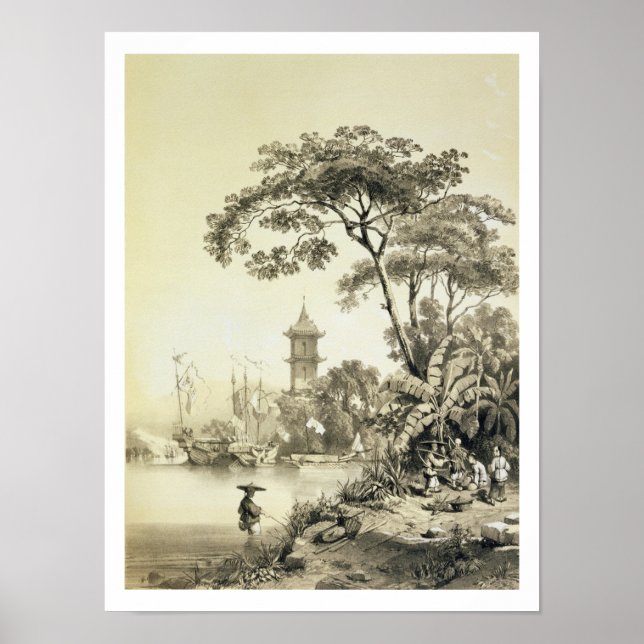 A Pagoda på Macao-Kantonkanalen, tallrik 21 från Poster (Framsidan)