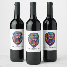 A PAINTED LION Wine Label Vinflaska Etikett