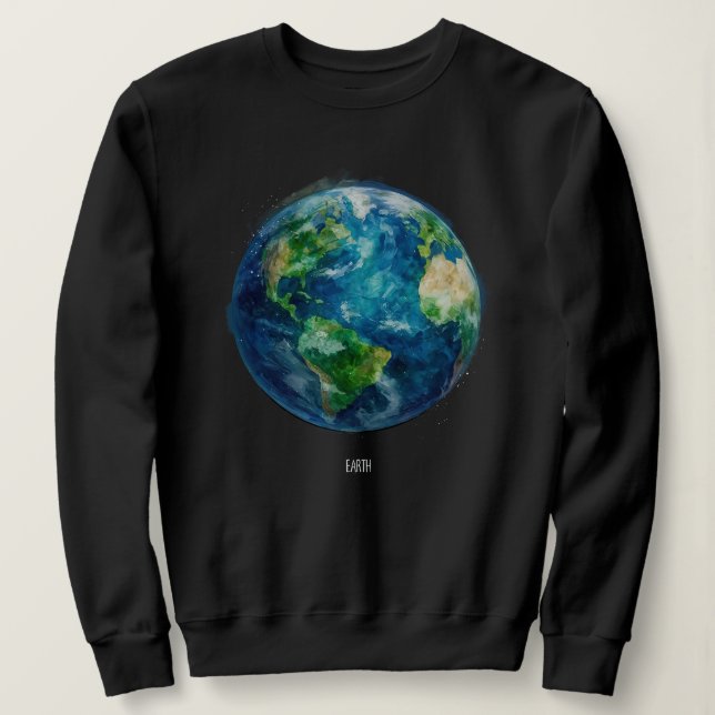 A painting of the earth in a space t shirt (Design framsida)