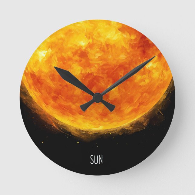 A painting of the sun in a space rund klocka (Framsida)