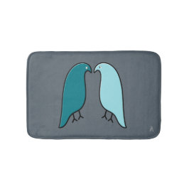 A Pair Modern Lovebird - Aqua, Teal, Mörk Grått Badrumsmatta
