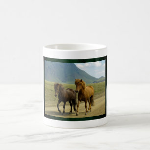 A Pair of Brown Islands Ponies Lanscape Kaffemugg