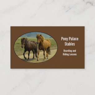 A Pair of Brown Islands Ponies Visitkort