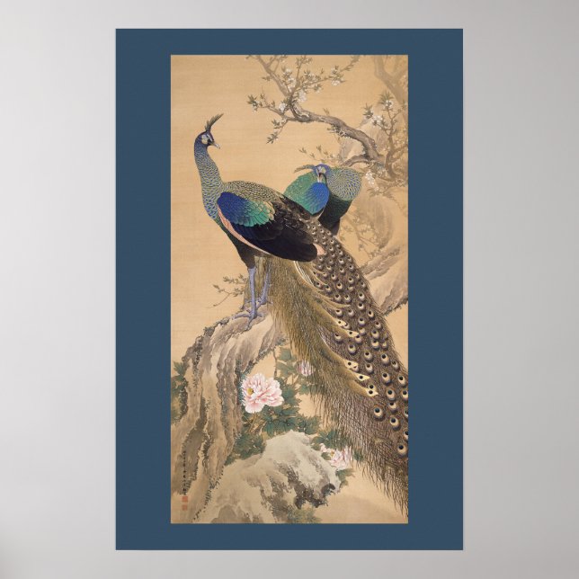 A Pair Peacocks i Vår av Imao Keinen Poster (Framsidan)