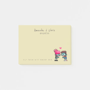 A Pair Zombies i Kärlek Bröllop Post-it Block